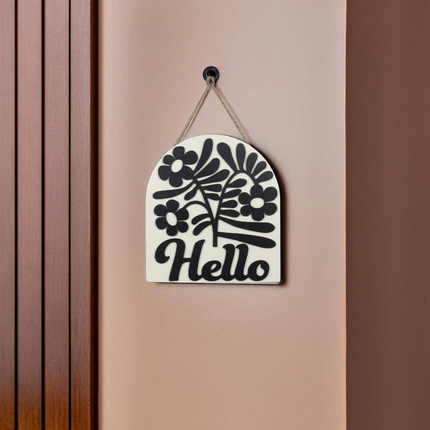 Wood Raised "Hello" Wall Sign/Door Hanger (Sku#: 14465)