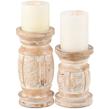 Load image into Gallery viewer, Whitewashed Candle Holder Set