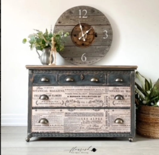 Floral Text | Tissue Decoupage Paper | Prima