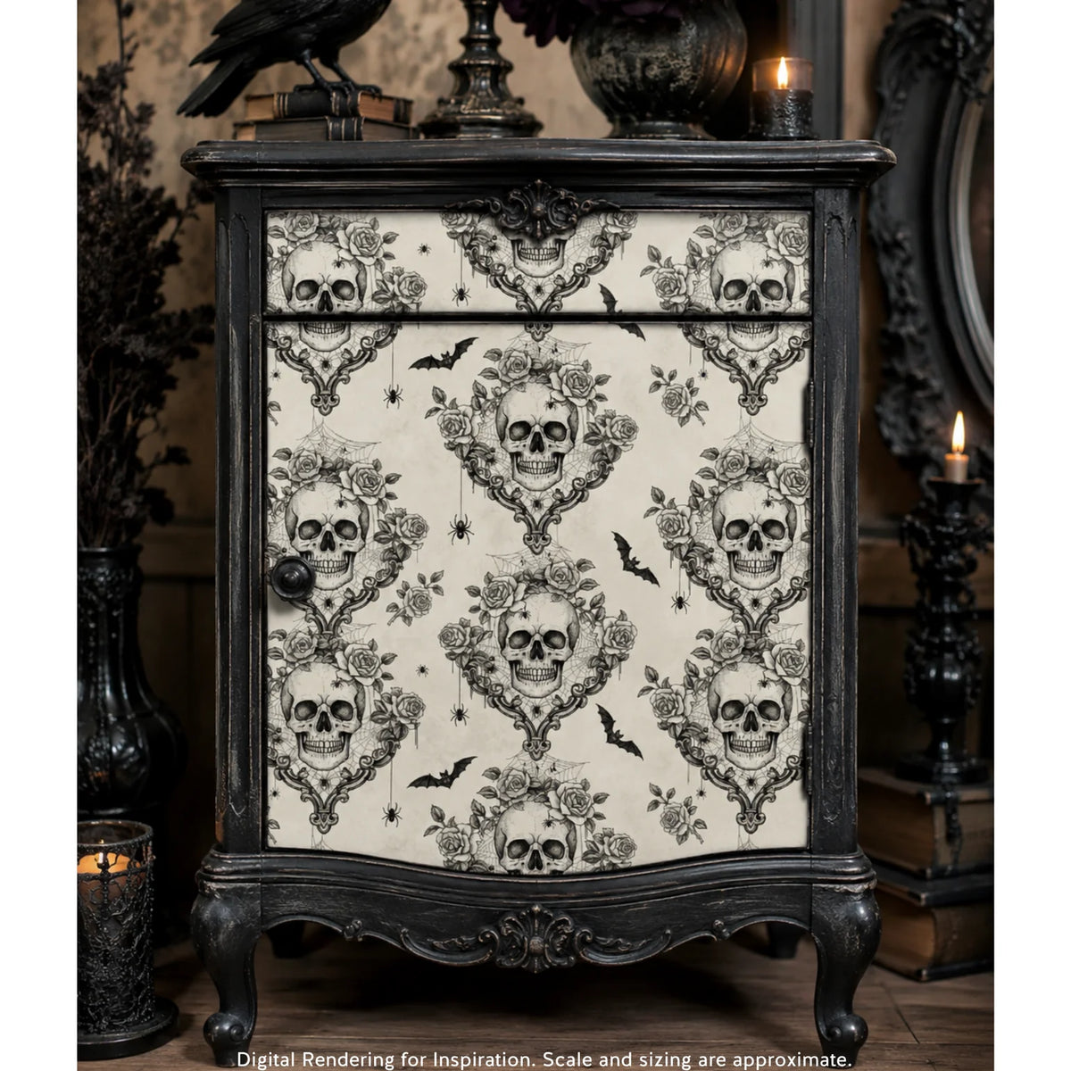 Haunted Damask - A3 Rice Decoupage Paper