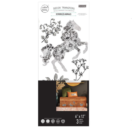 Scribbled Animals | Small Decor Transfer | Prima