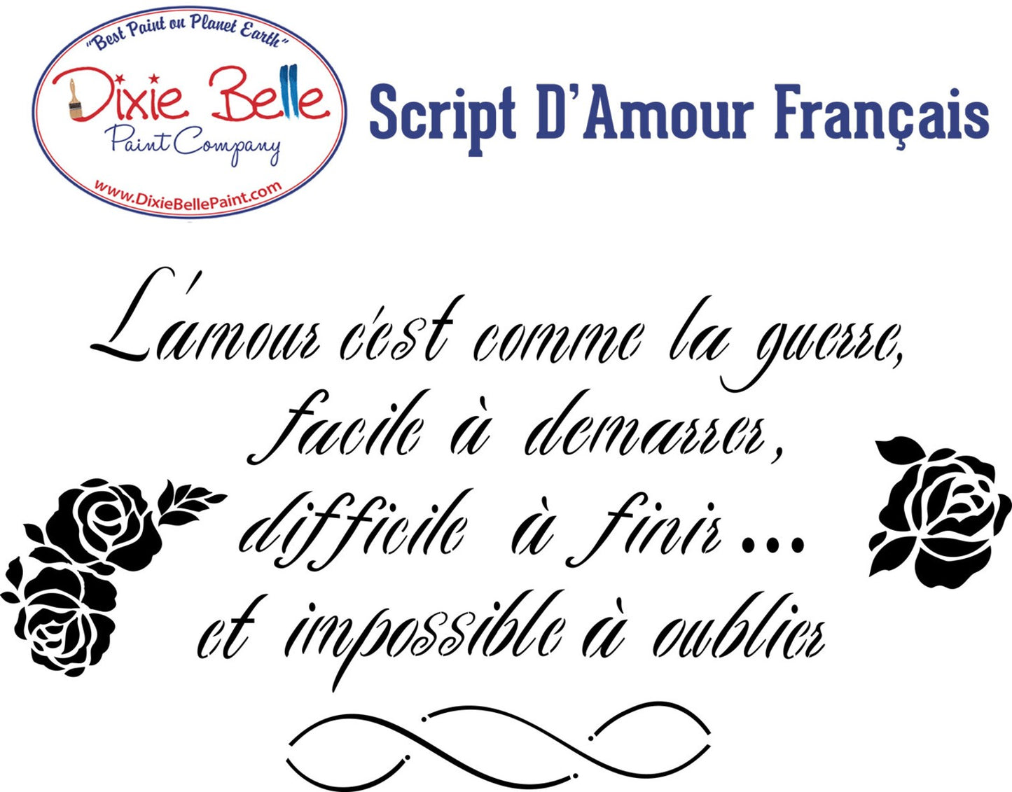 Script d'amour Français | Large Stencil | Dixie Belle