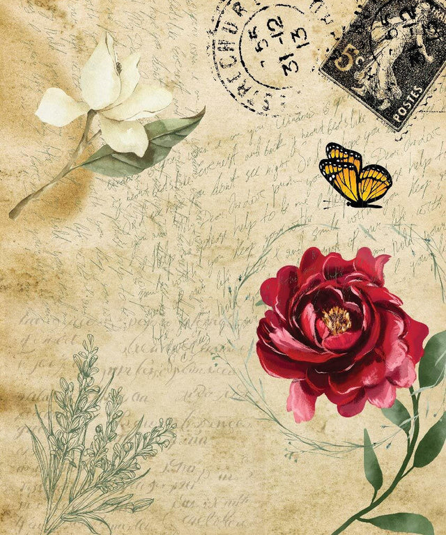 Old Postcard Rice Decoupage Paper