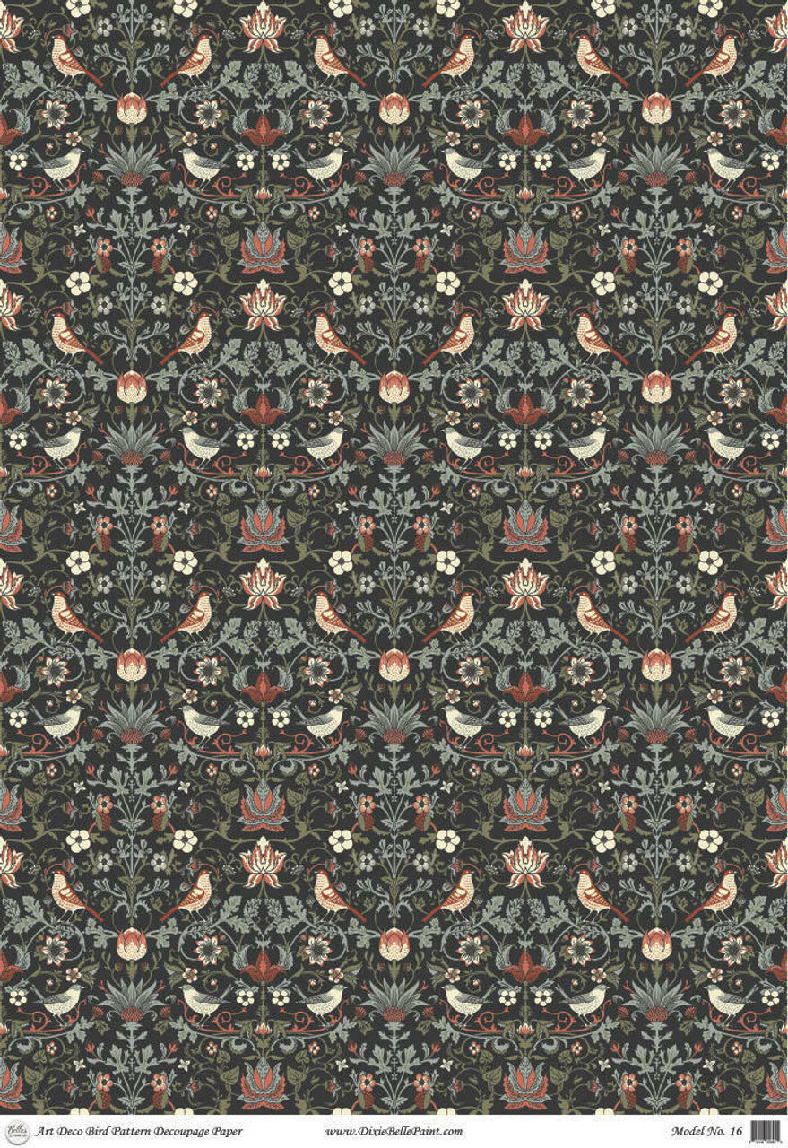 Art Deco Bird Pattern | Rice Decoupage Paper | Dixie Belle