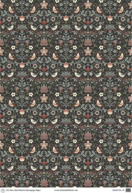 Art Deco Bird Pattern | Rice Decoupage Paper | Dixie Belle