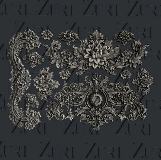 Baroque Appliques Silicone Mold