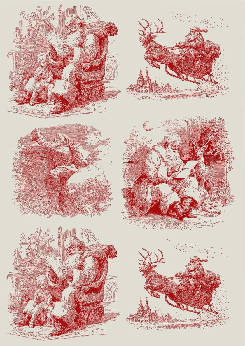 Christmas Toile - A3 Rice Decoupage Paper