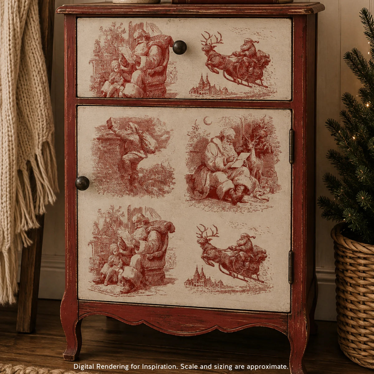 Christmas Toile - A3 Rice Decoupage Paper