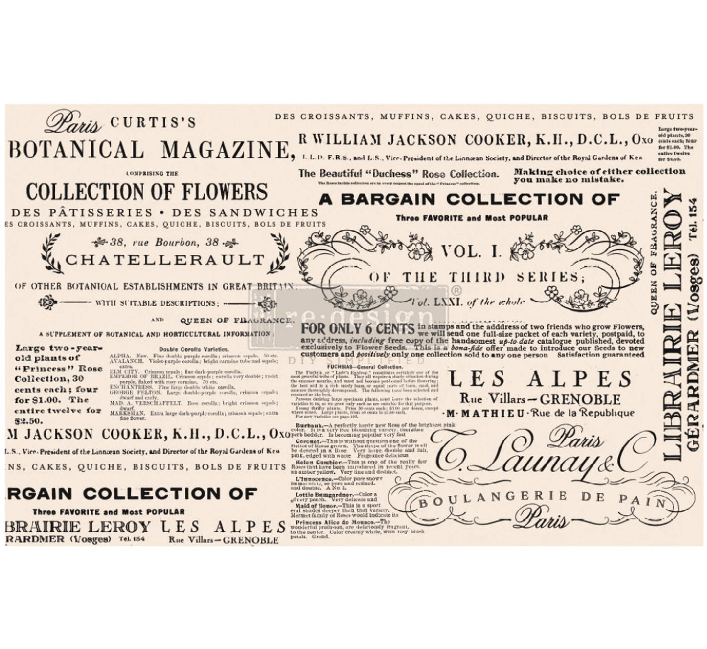 Floral Text | Tissue Decoupage Paper | Prima