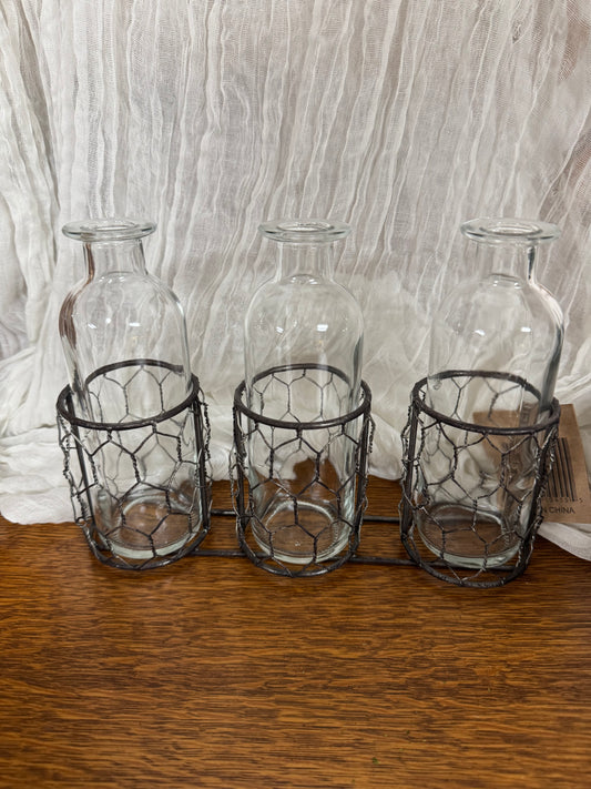 Wire Base with Three Bottles
