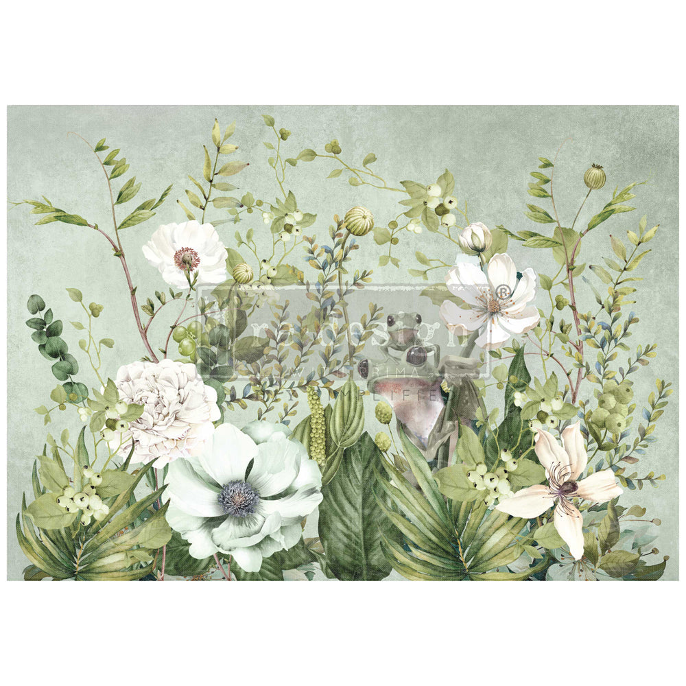 Froggy Meadow Greens A1 Decoupage Fiber Paper