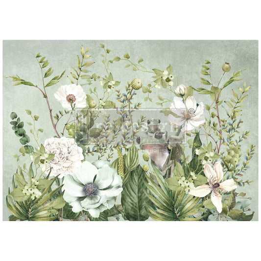 Froggy Meadow Greens A1 Decoupage Fiber Paper