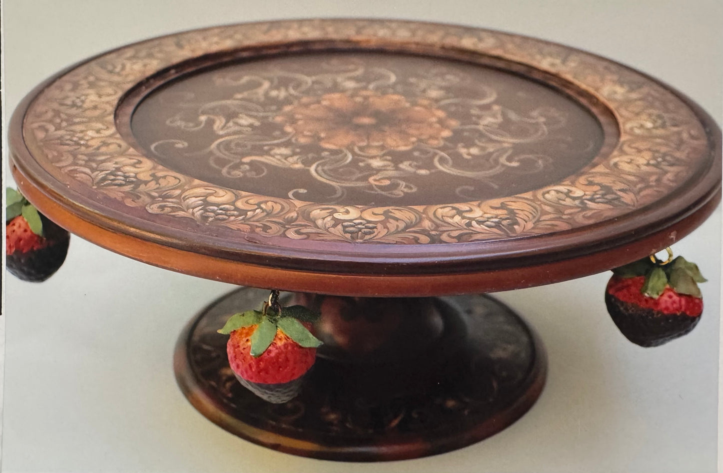 Chocolate and Strawberries Cake Plate - Michele Walton Designs