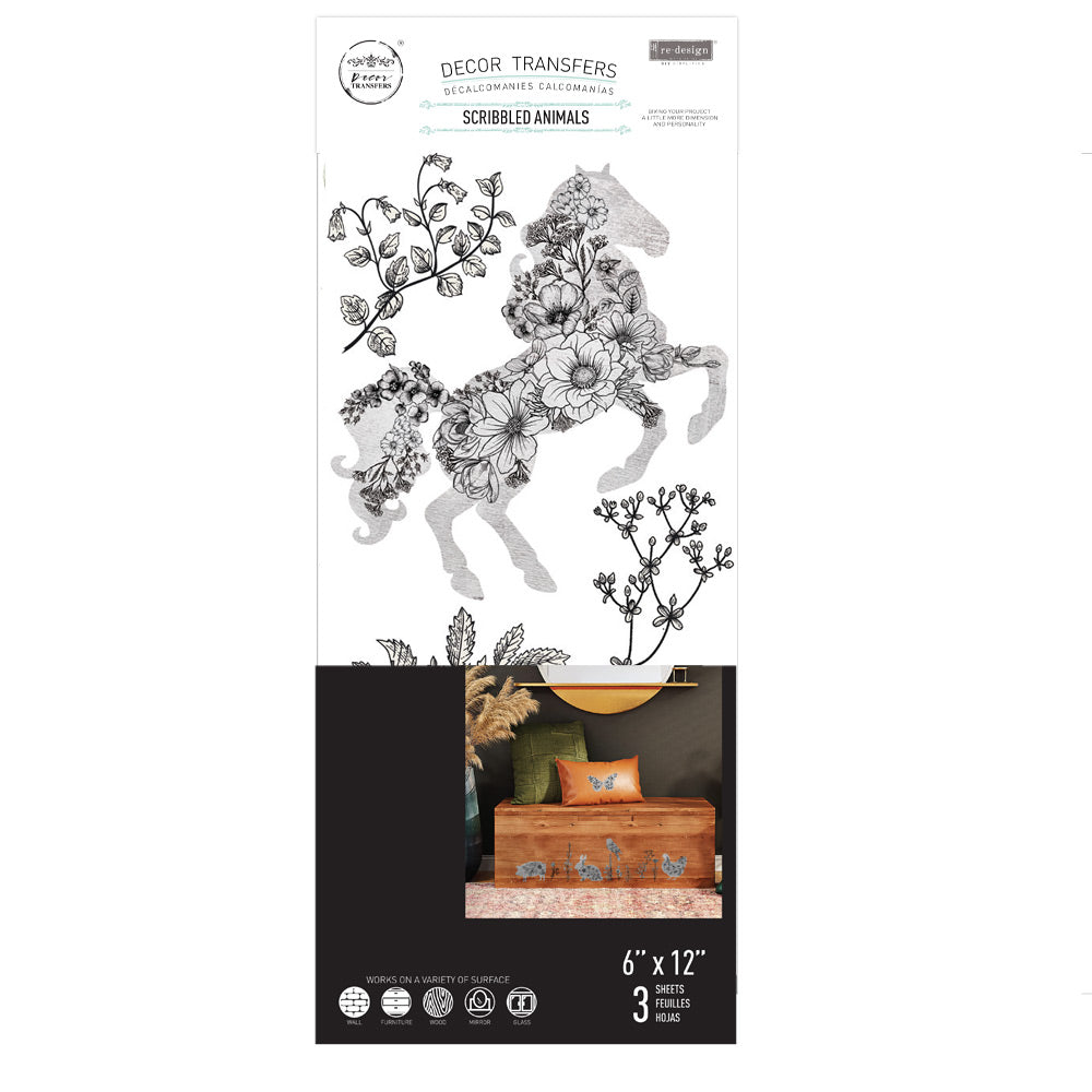 Scribbled Animals | Small Decor Transfer | Prima
