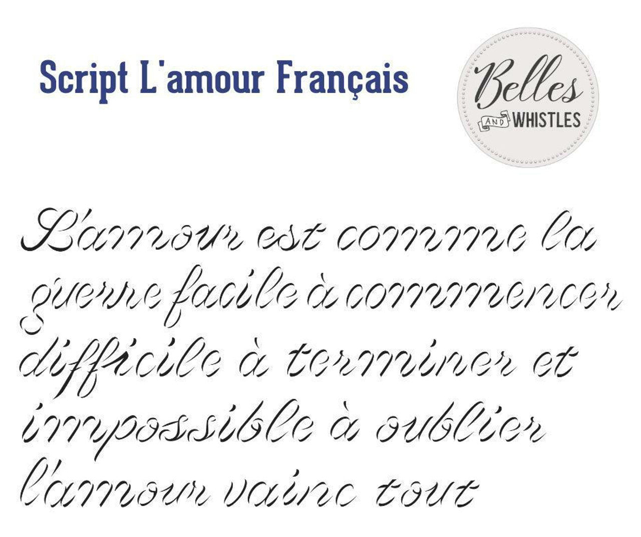 Script d'amour Français | Small Stencil | Dixie Belle