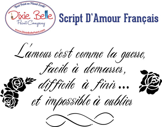 Script d'amour Français | Large Stencil | Dixie Belle