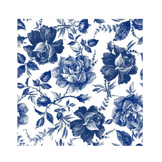 Sketched Blue Flowers | Rice Decoupage Paper | Dixie Belle