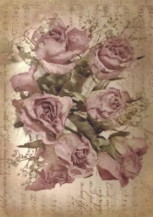 Sepia Rose Song Rice Decoupage Paper